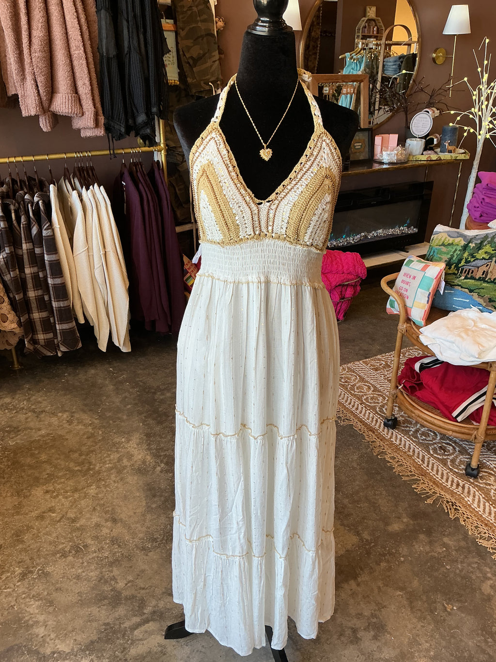 Beachy Crochet Halter Dress
