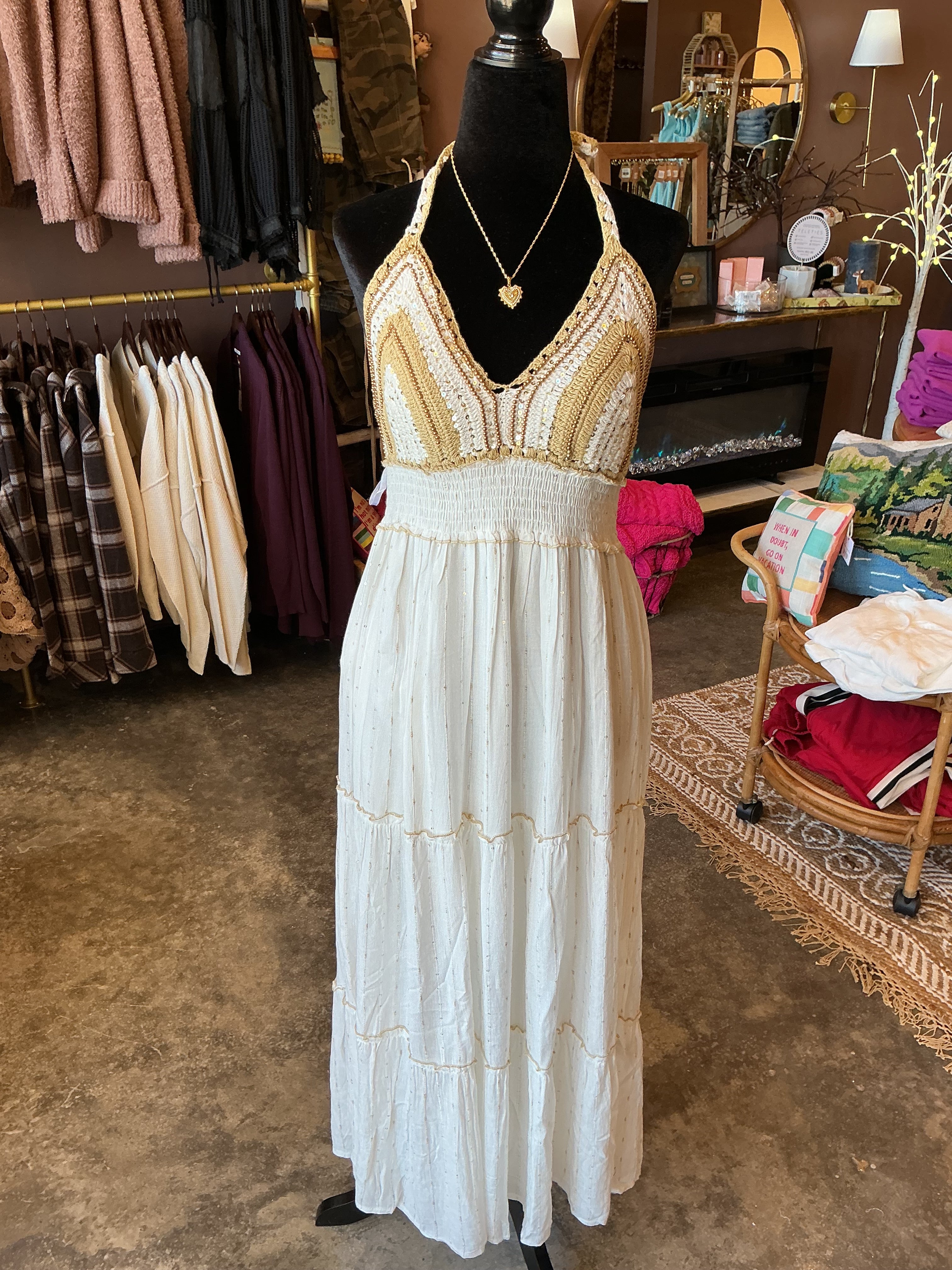 Beachy Crochet Halter Dress