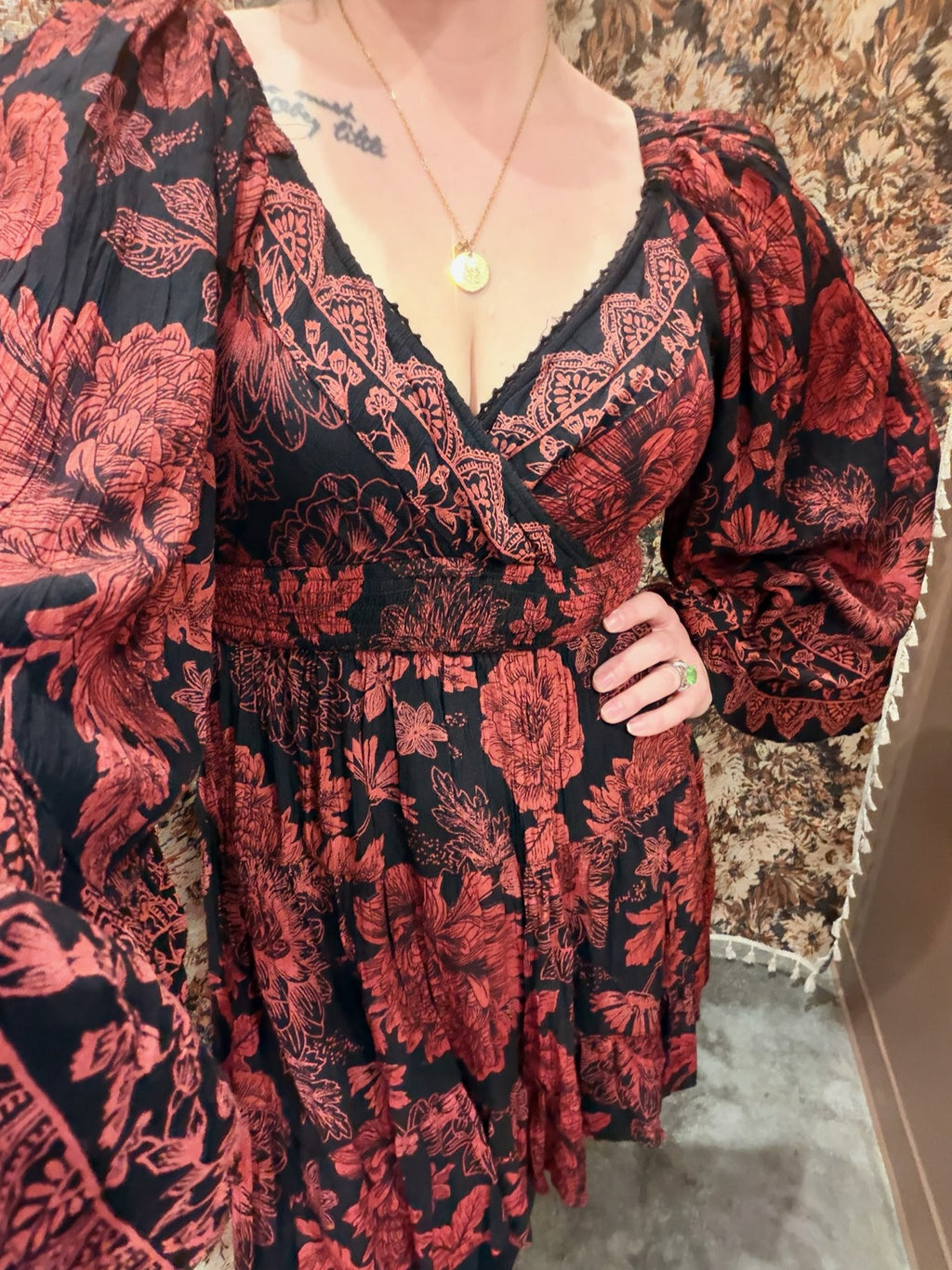 Red Rose Boho Dress