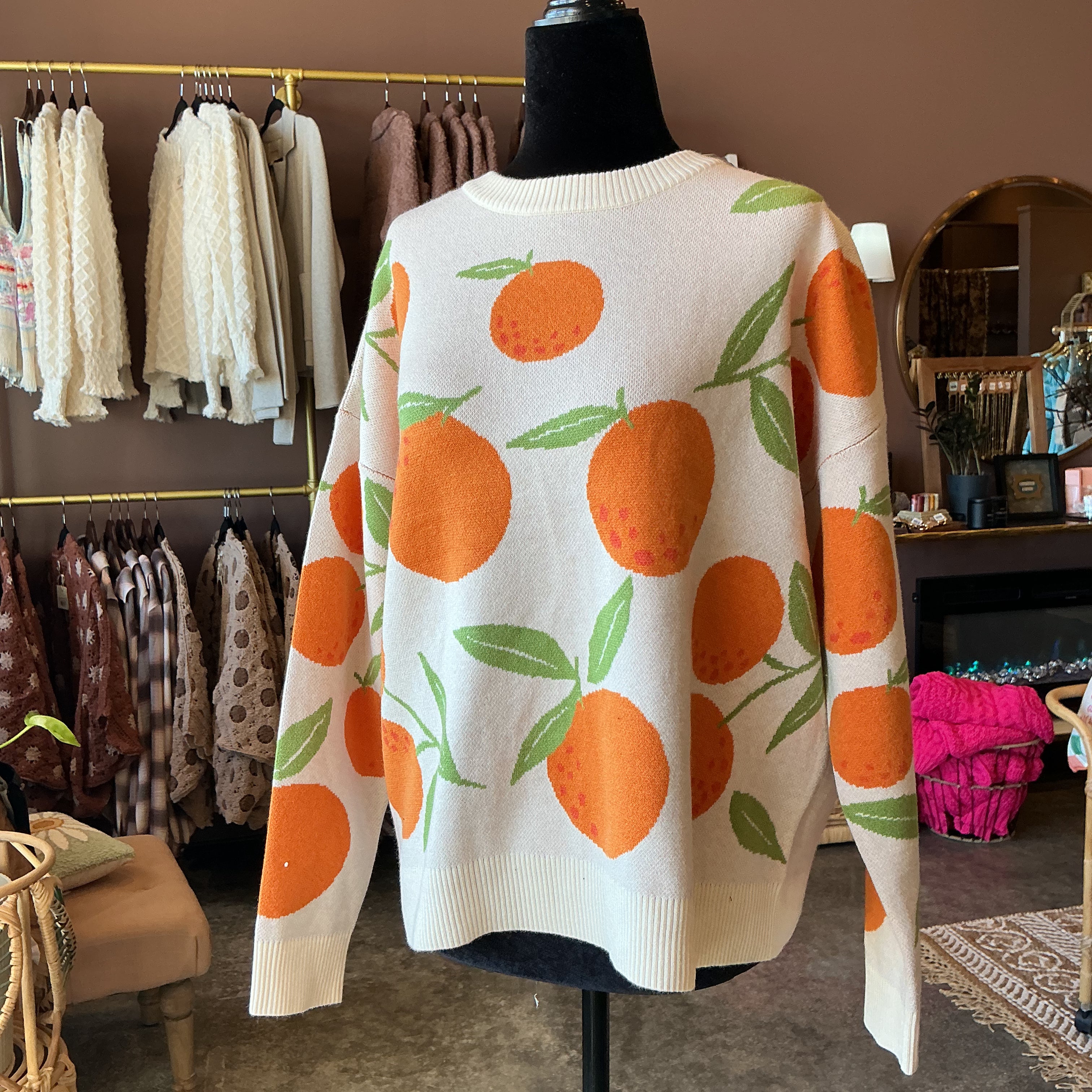 Happy Orange Long Sleeve Sweater