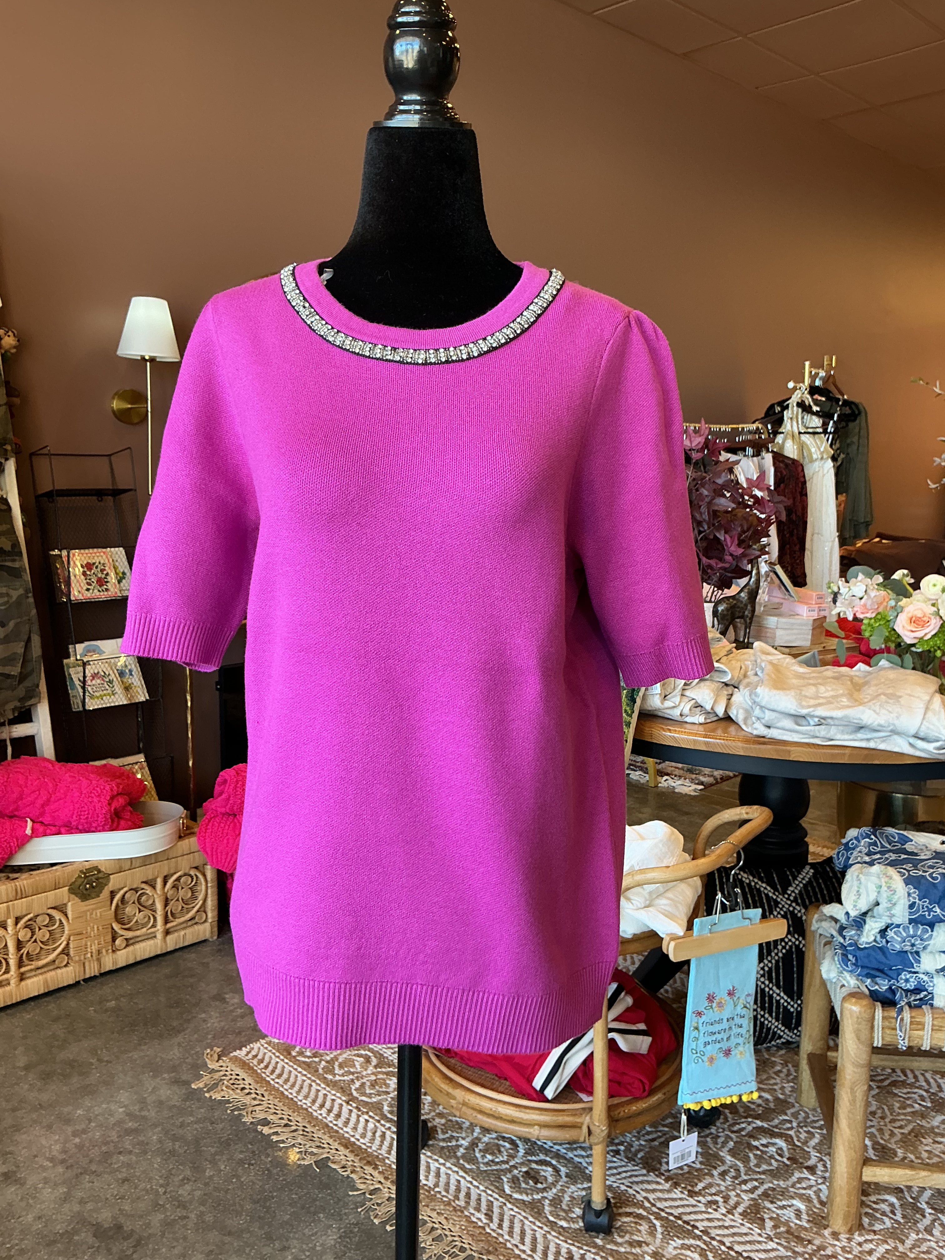 Victoria Jeweled Quarter Sleeve Sweater