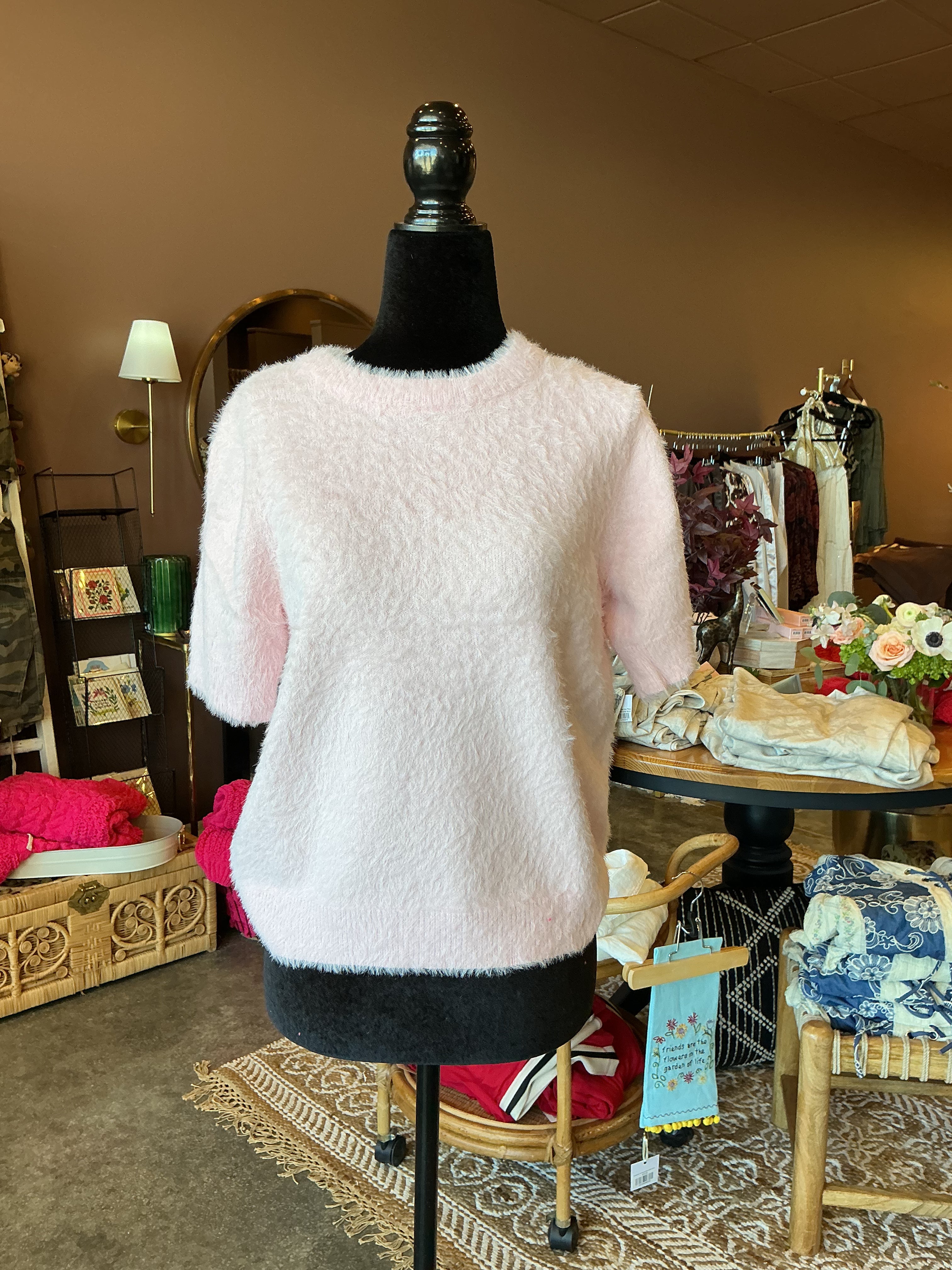 Cher Pink Fluff Sweater Shirt