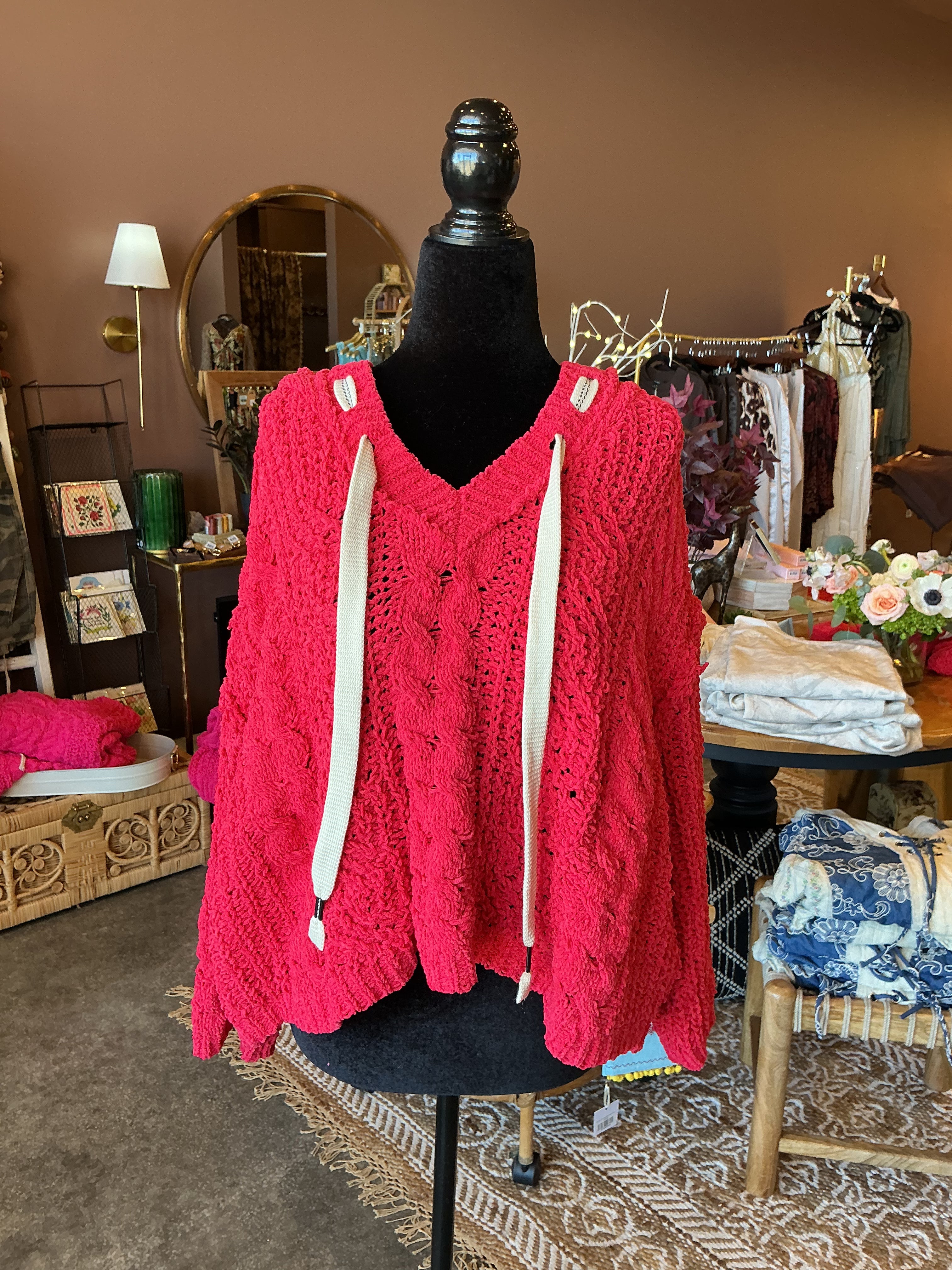 Cora Cherry Drawstring Sweater