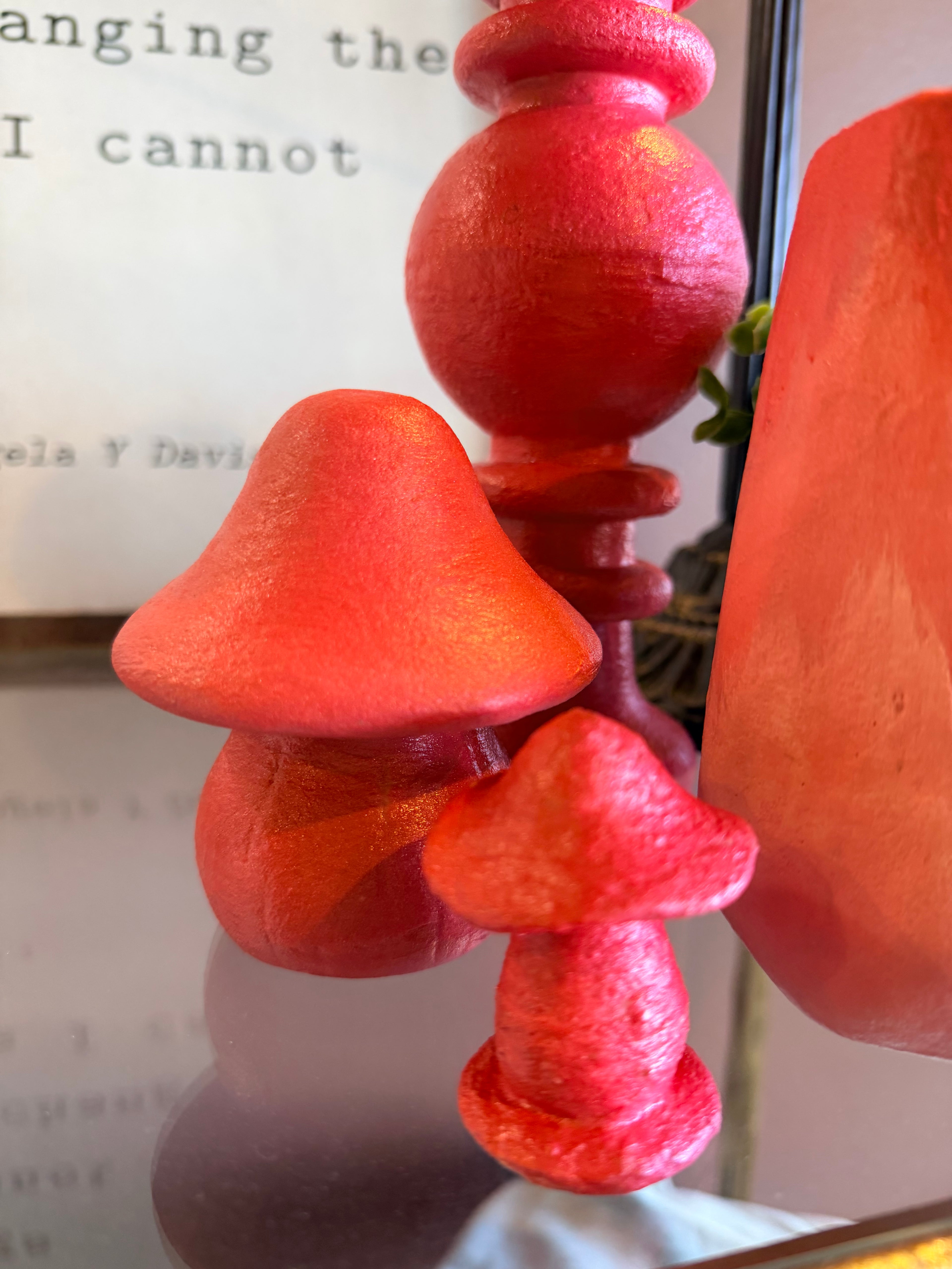 HBC Mushroom Shelf Decor Vibrant Coral