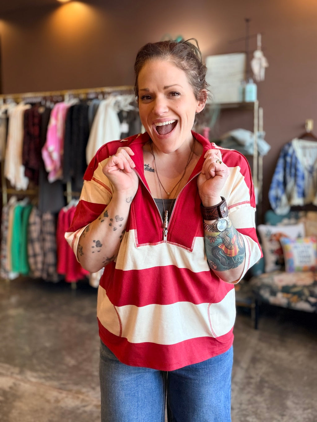 Luna Striped Quarter Zip