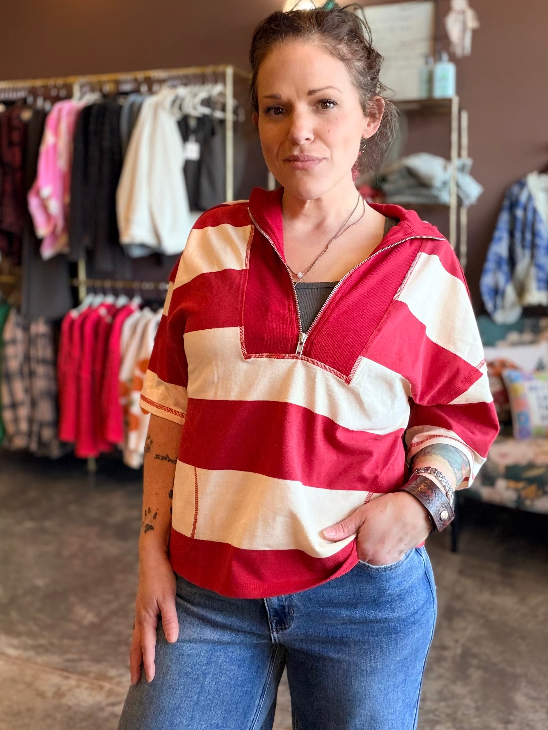 Luna Striped Quarter Zip