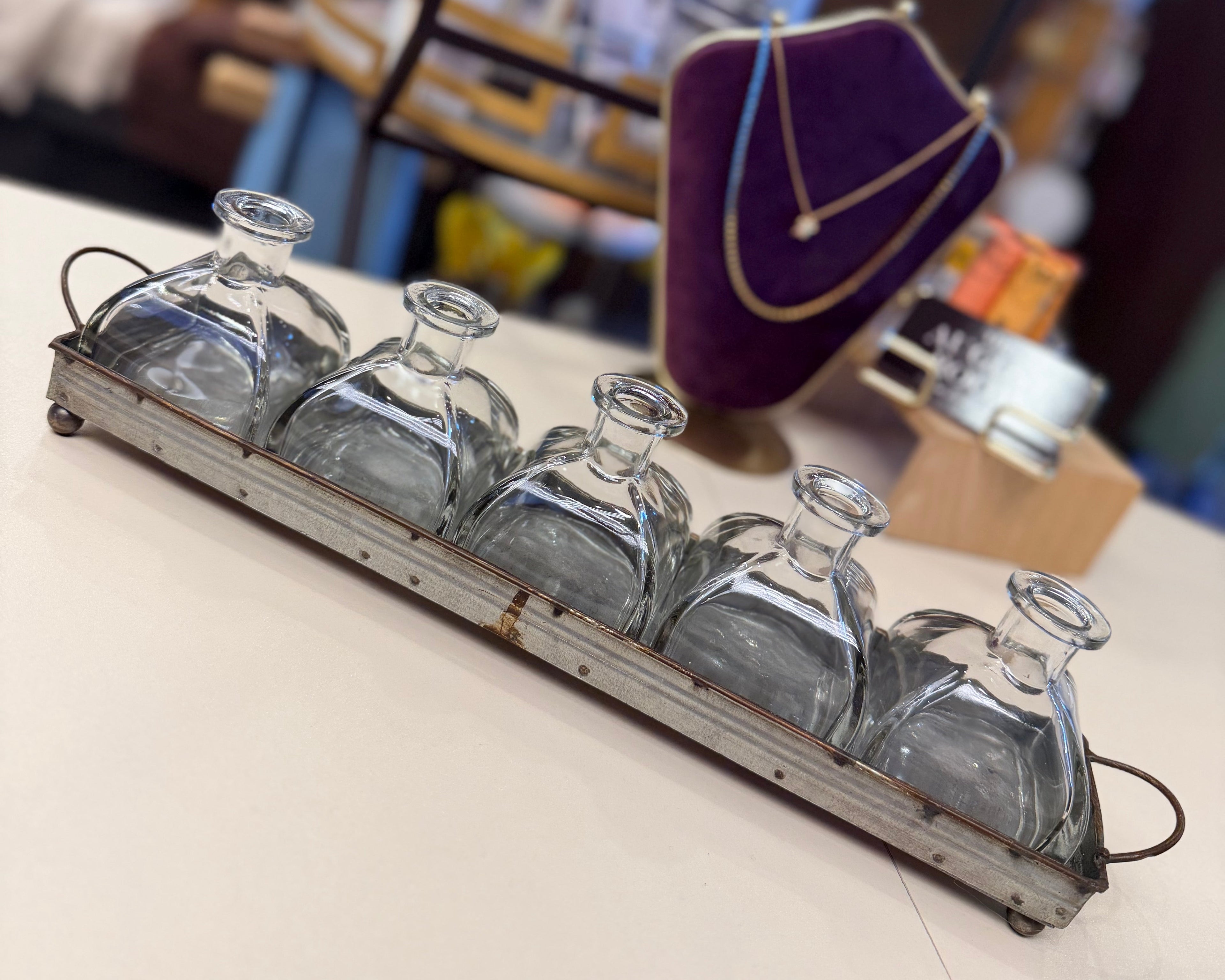 Mini Vases & Metal Stand