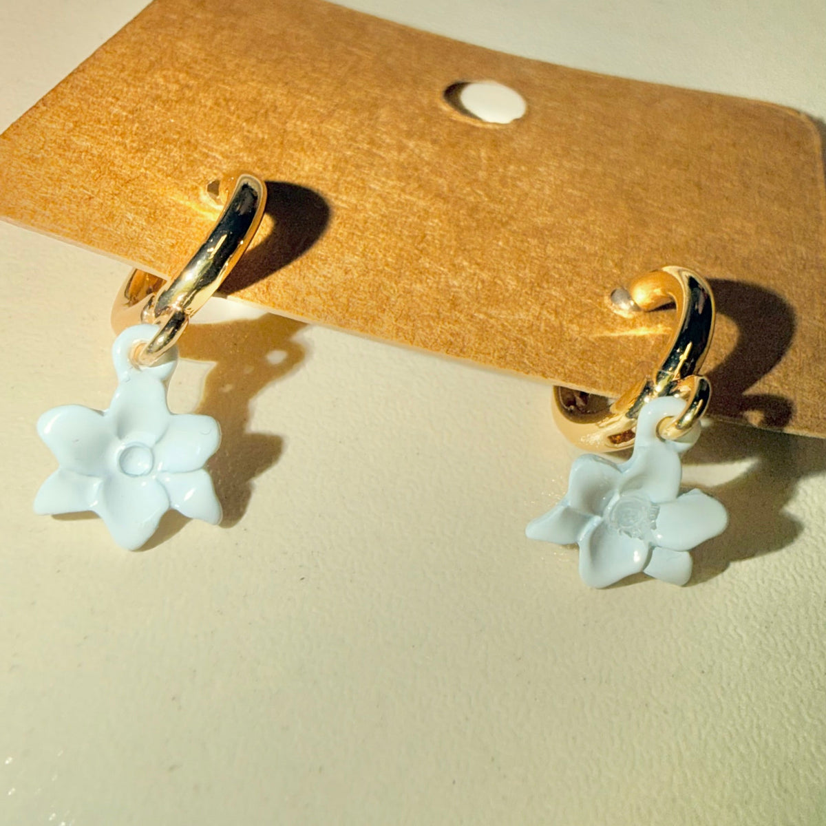 White Flower Fashion Hoops