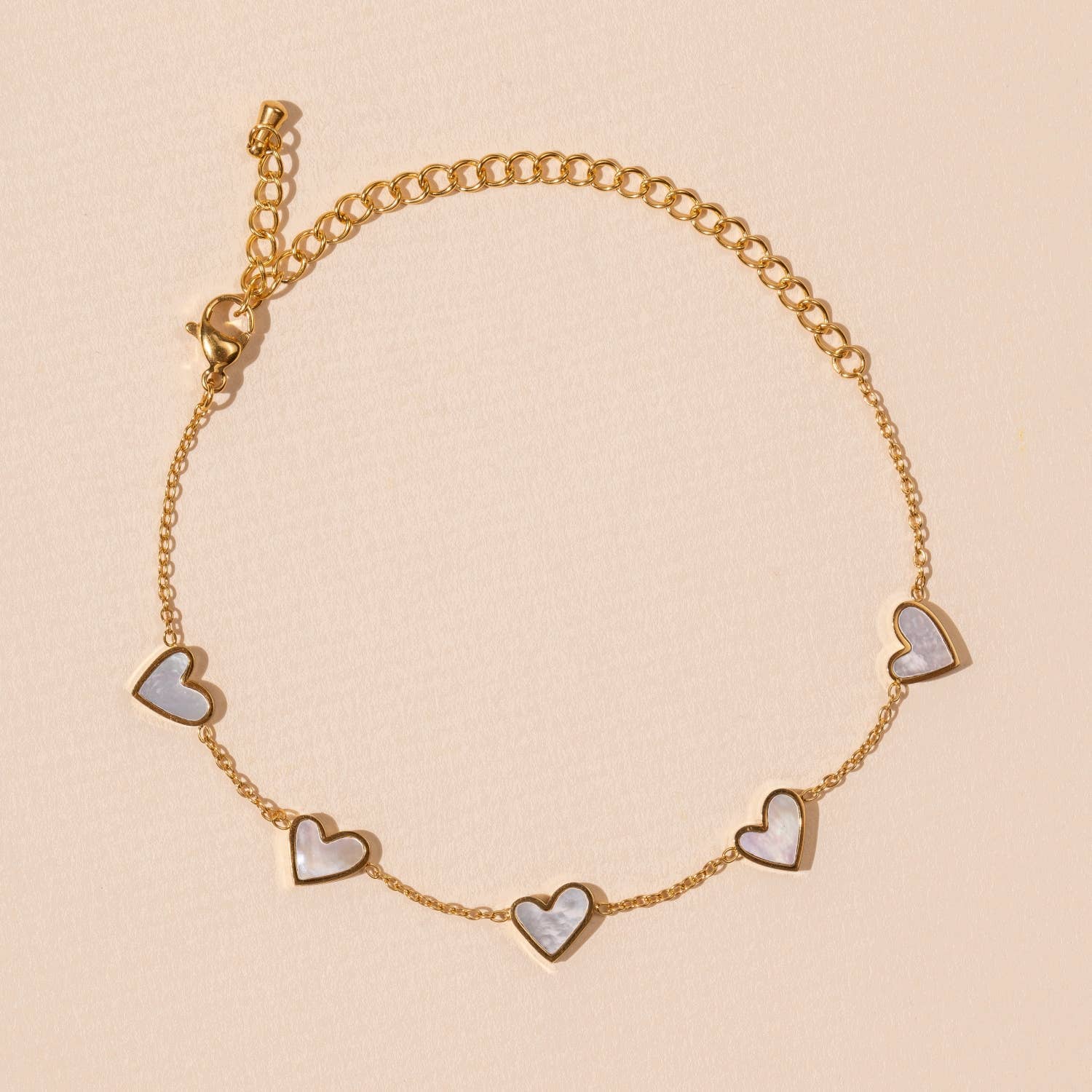 18K Gold-Dipped Anklet w/Hearts