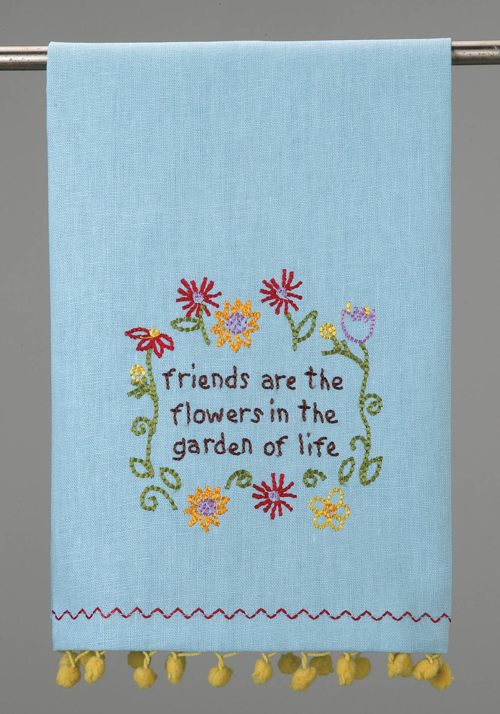 Friends Are The Flowers Embroidered Kitchen Towel