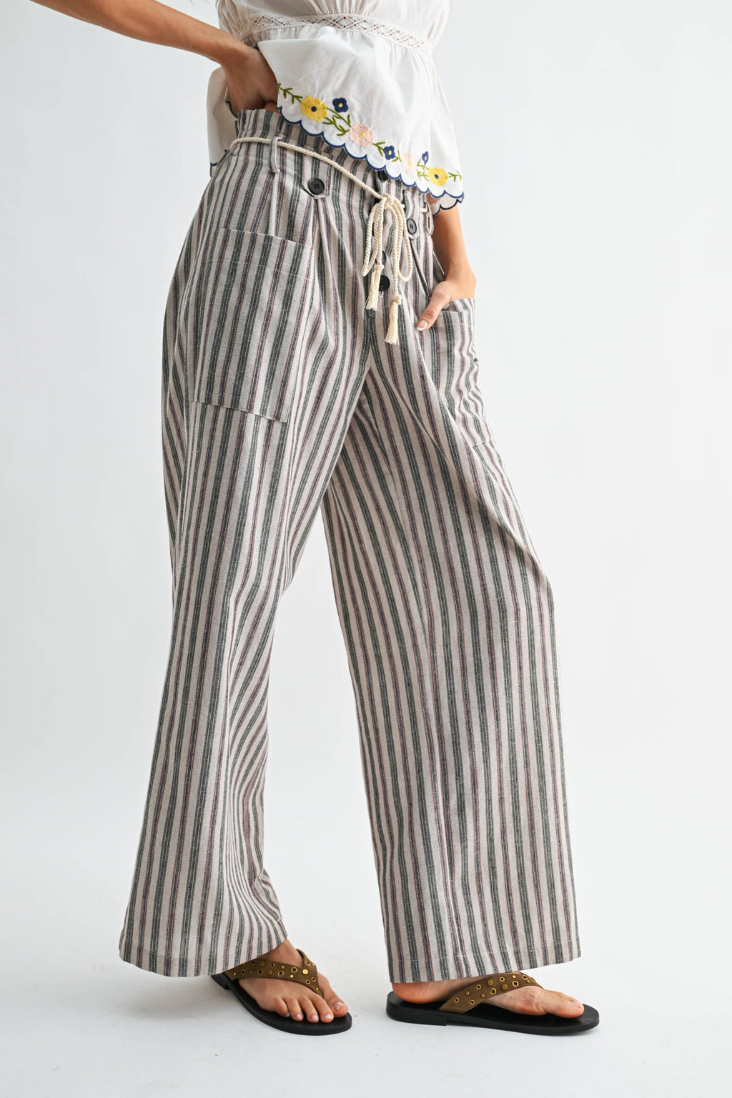 Jaden Striped Linen-Blend Pants