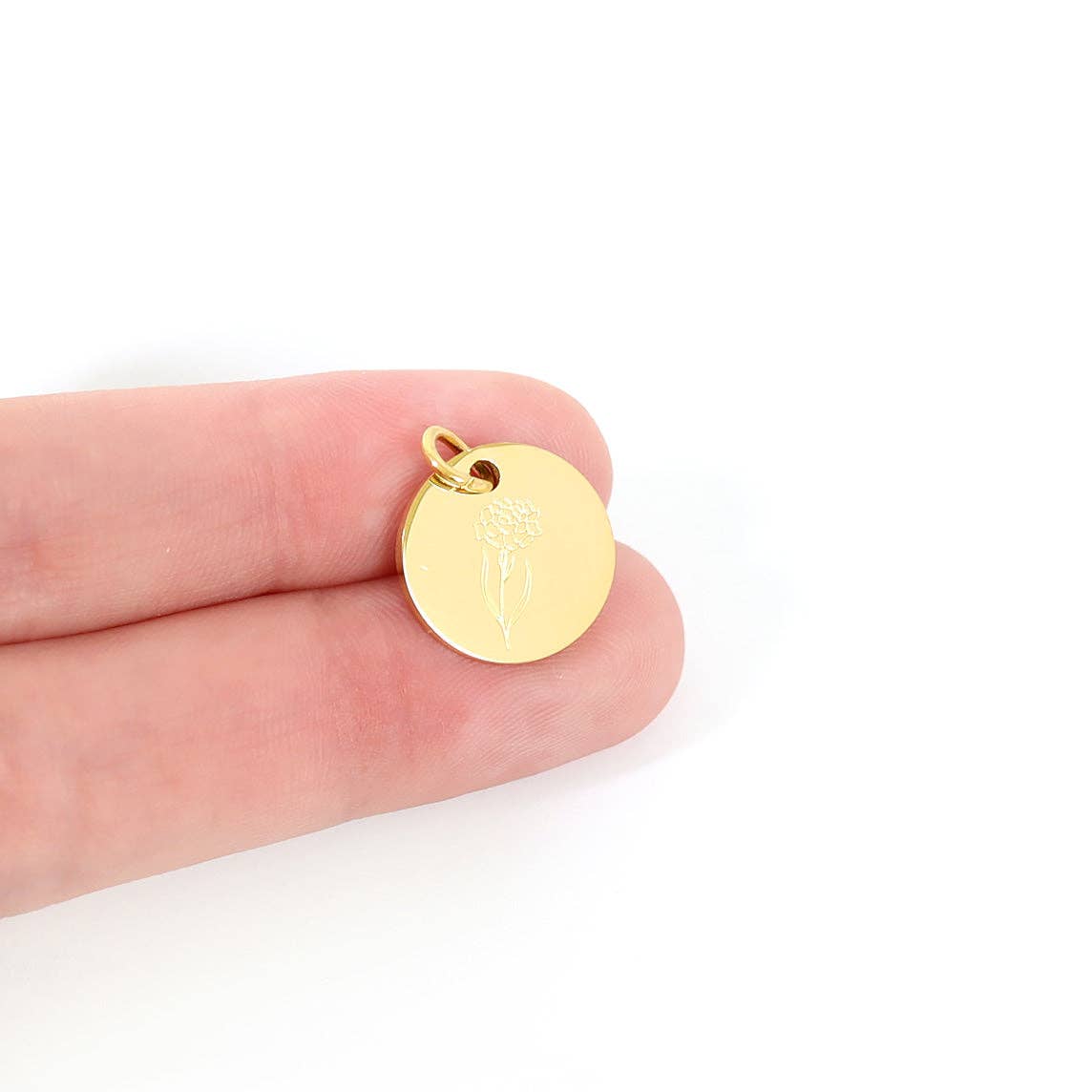 18K Gld PVD Stl. Steel Birth Flwr CHARM