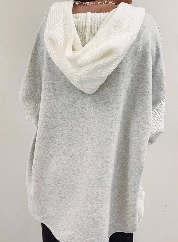 Vanita Colorblock Hoodie Sweatshirt with Button Detail