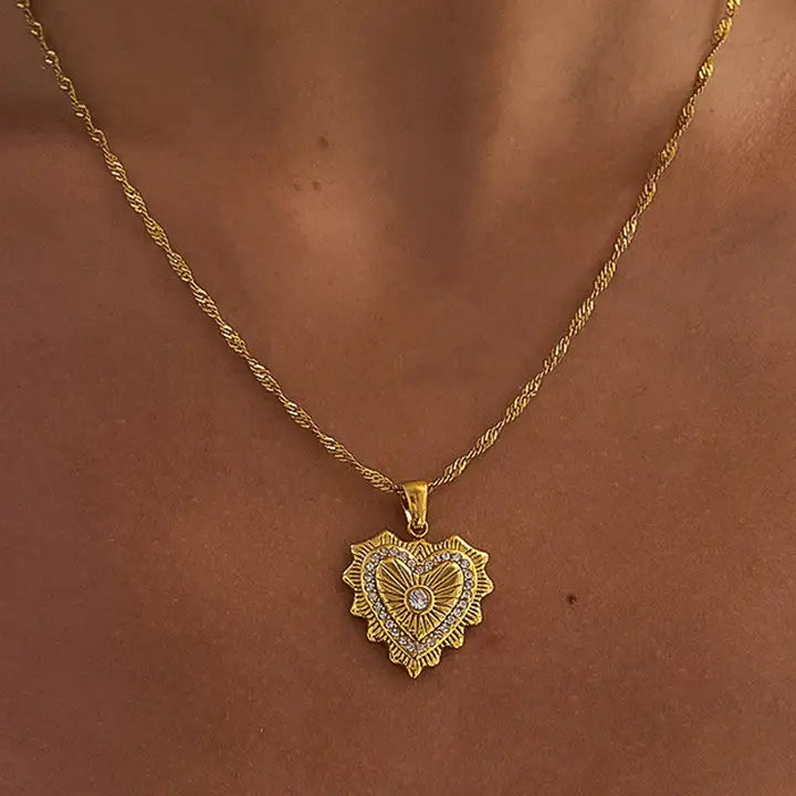 Valea CZ Heart Pendant Necklace