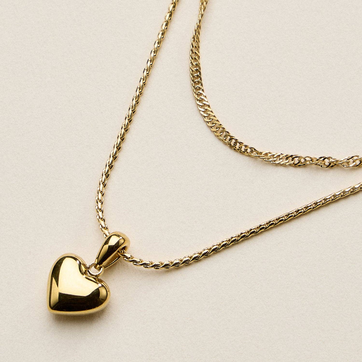 Layered Heart Necklace (Stainless Steel)