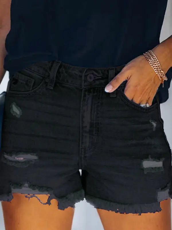 Leah Ripped Denim Shorts
