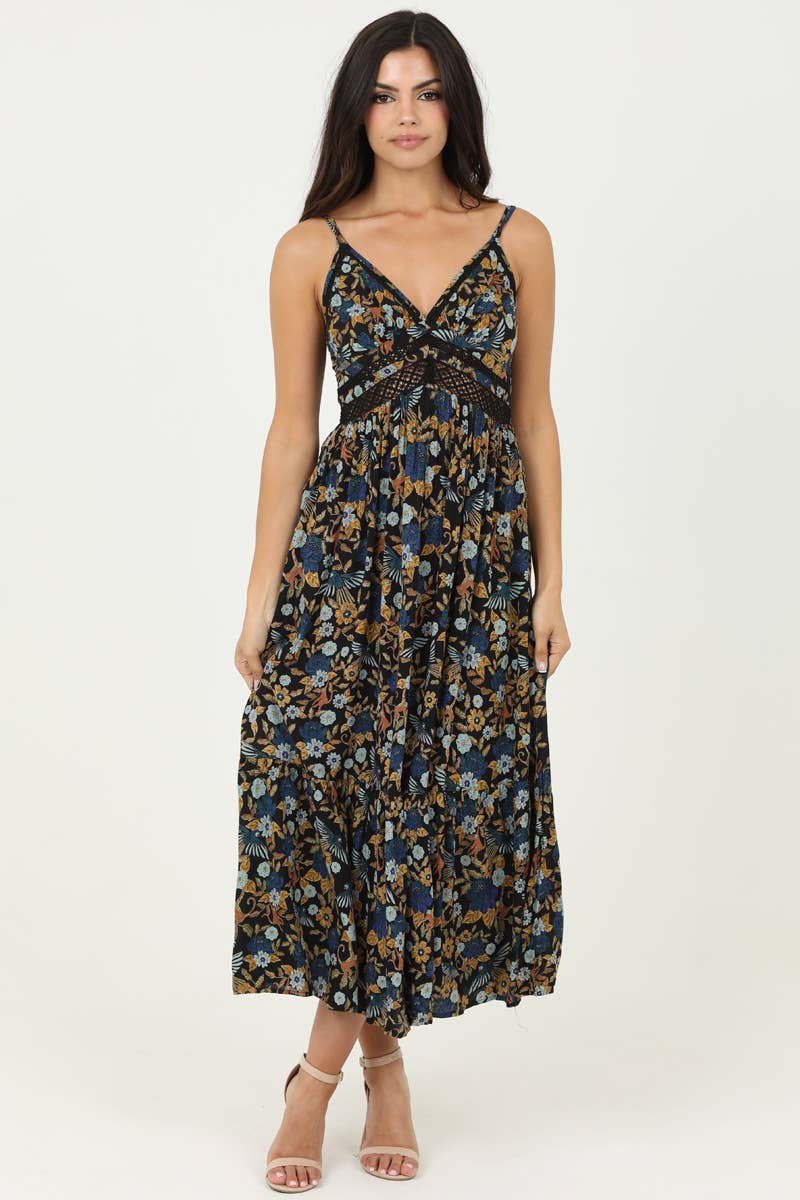 Gypsy Lace Trim Maxi Dress