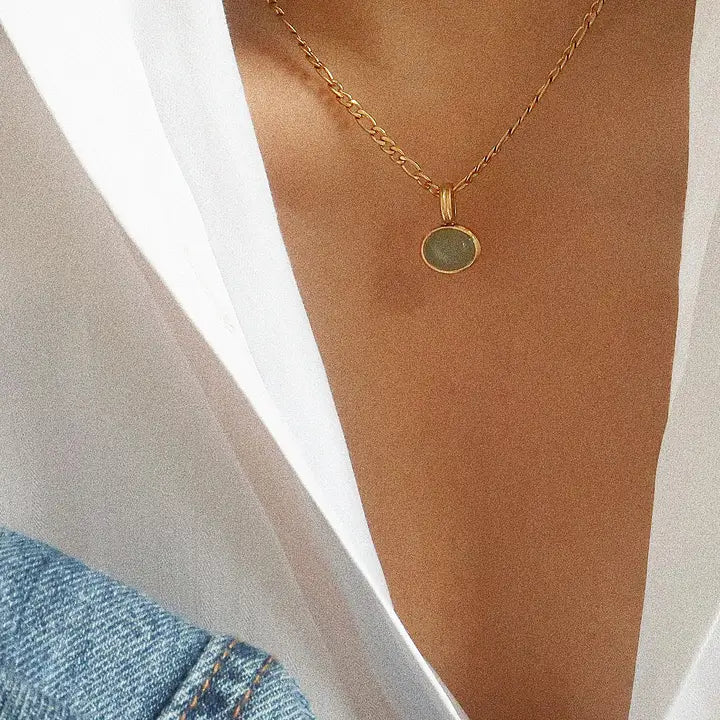 Winslow Green Stone Pendant Chain Necklace