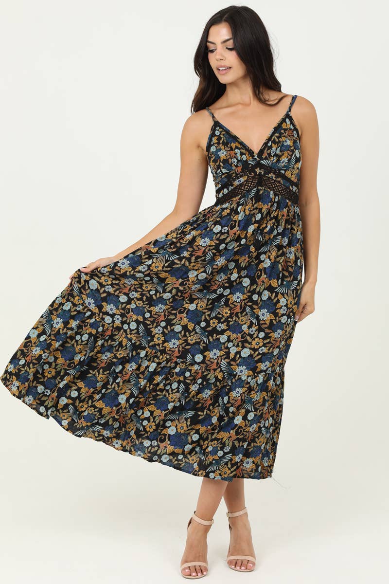 Gypsy Lace Trim Maxi Dress