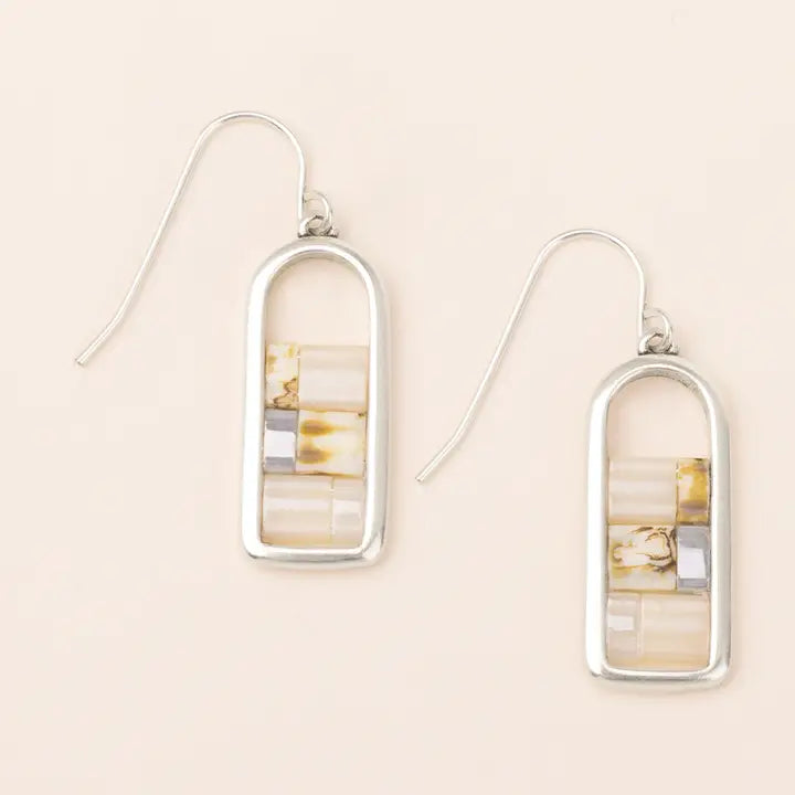Good Karma Miyuki Frame Earring - Ivory/Silver