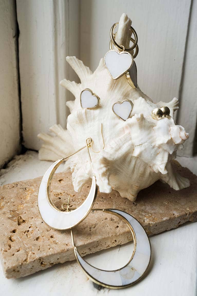 Pearl & Crescent Hoop Earrings