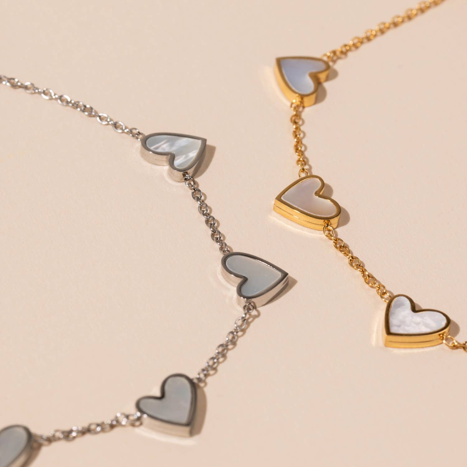 18K Gold-Dipped Anklet w/Hearts