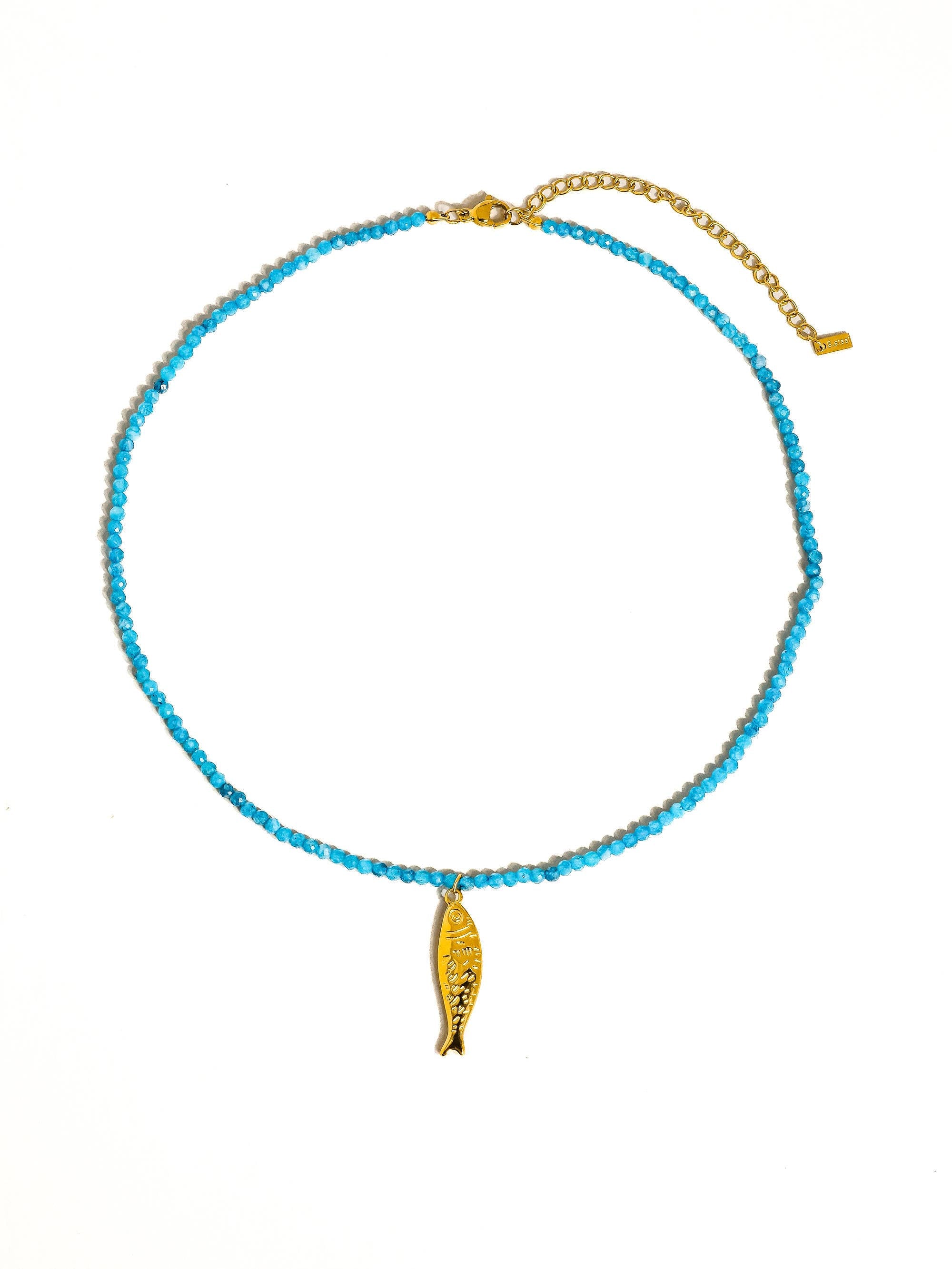 Azure Fish 18K Gold Beaded Necklace