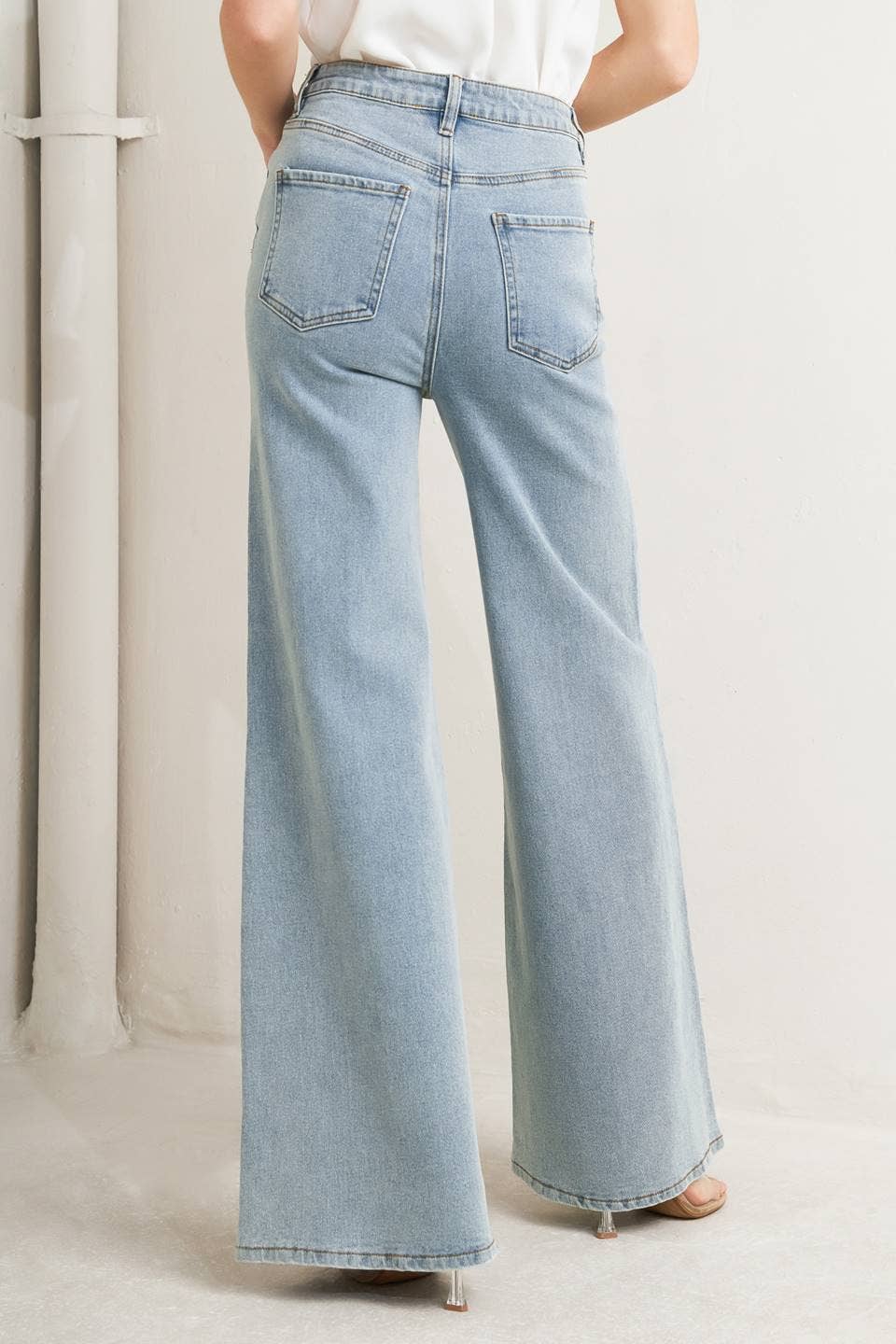 Ronnie Pinstripe Wide Leg Jeans