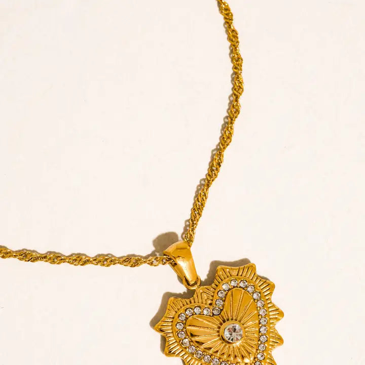 Valea CZ Heart Pendant Necklace