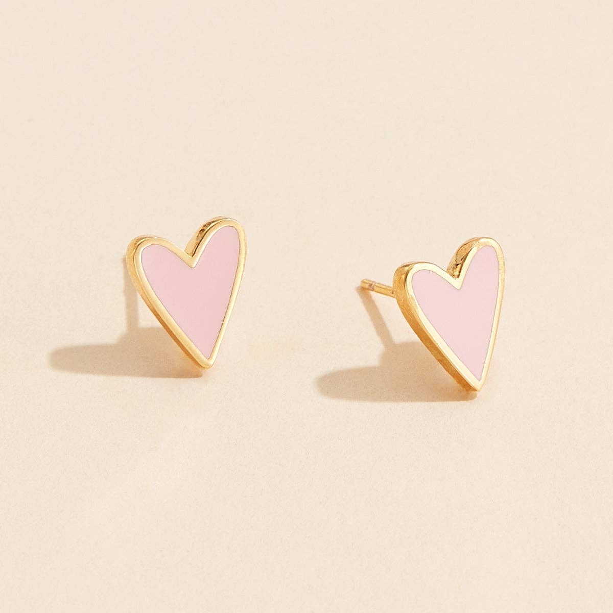 18K Gold-Dip Heart Stud Earrings
