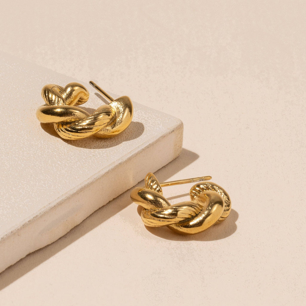 18K Gold-Dipped Twisted Hoop Earrings