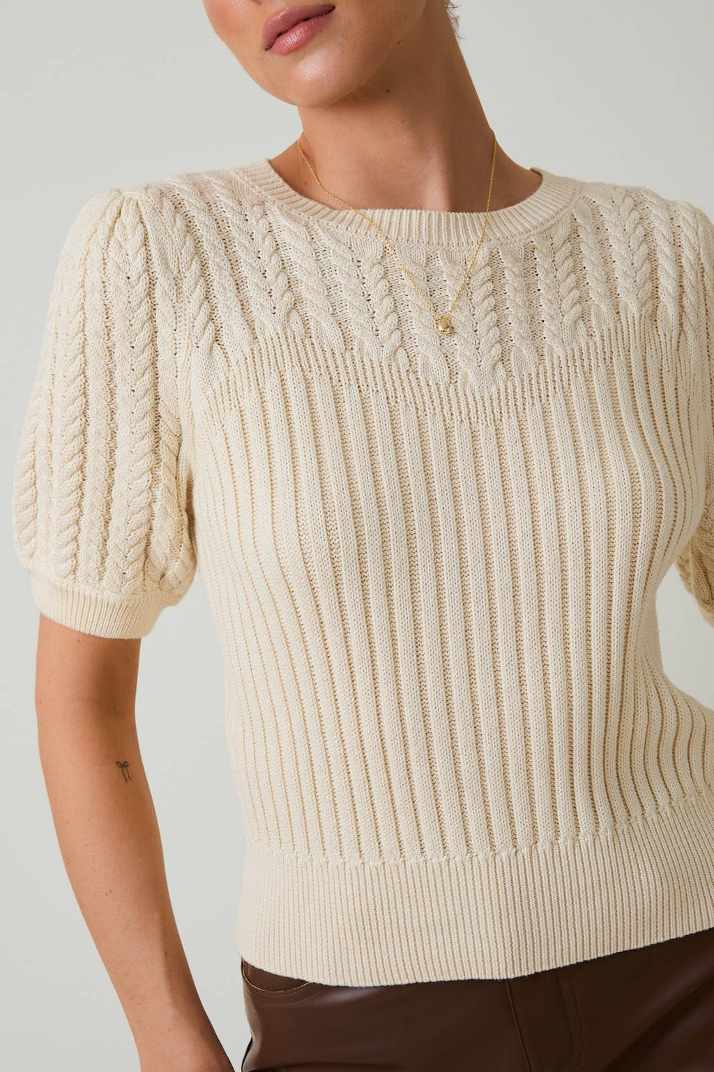Millie Cable Knit Quarter Sleeve Sweater