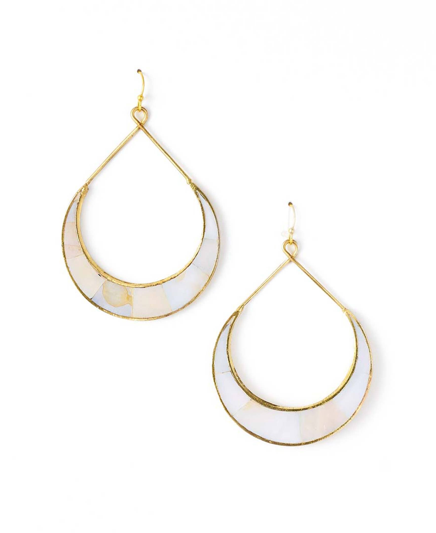 Pearl & Crescent Hoop Earrings