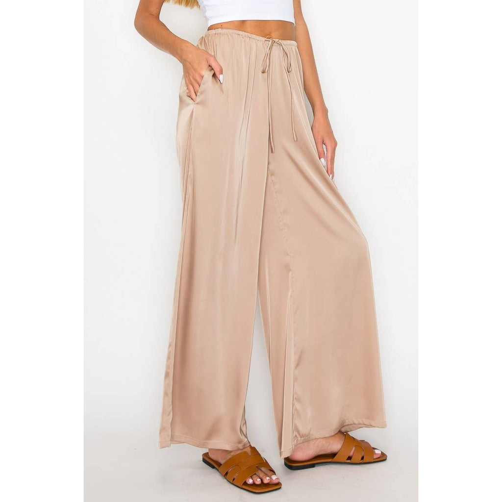 Savvy Satin Wide-Leg Pants