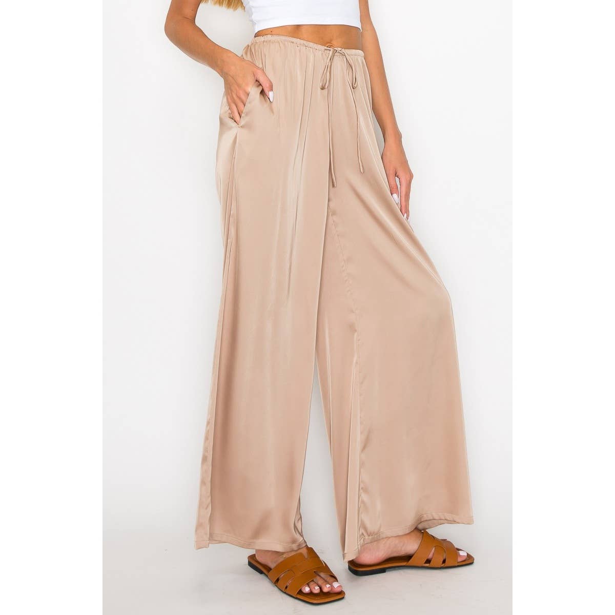 Savvy Satin Wide-Leg Pants