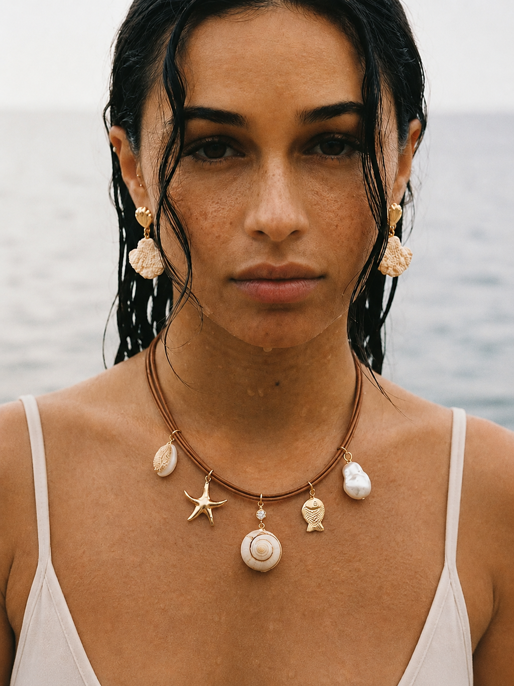 Golden Tides Charm Cord Necklace
