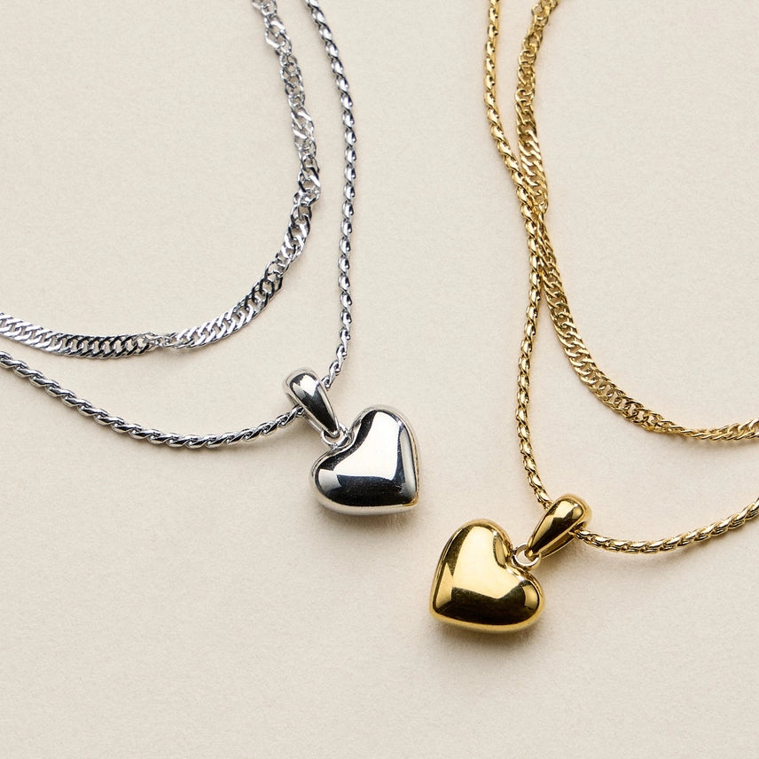 Layered Heart Necklace (Stainless Steel)