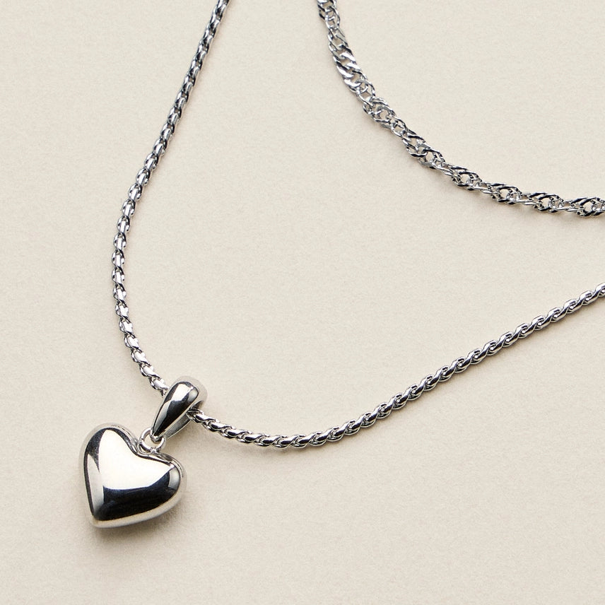 Layered Heart Necklace (Stainless Steel)